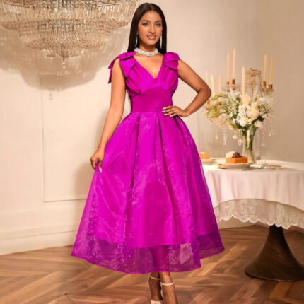 Sexy V neck High Waist Party Dress