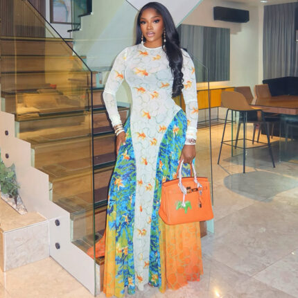 Printed A line Maxi Dress