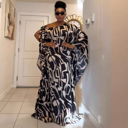 Printed Lace up Straight Dress